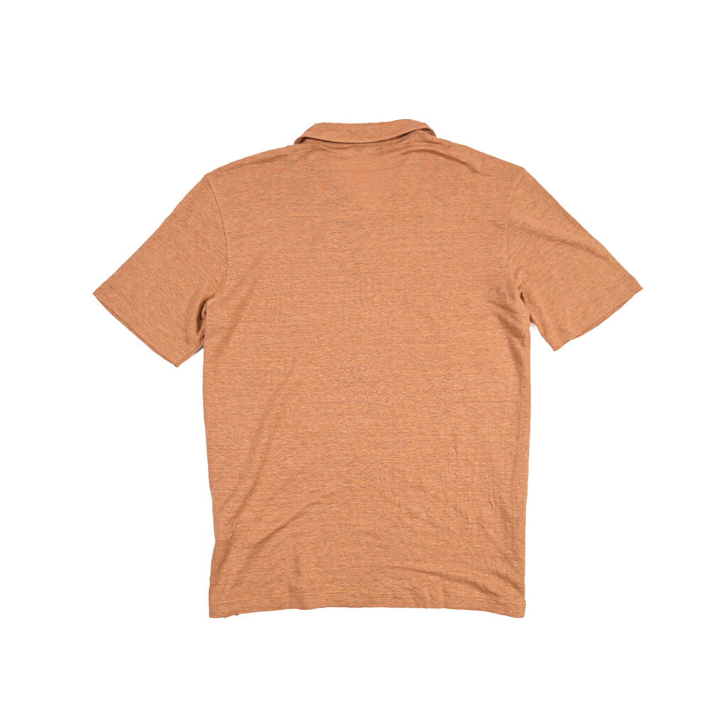 GRAN SASSO “LINO” リネン100% スキッパーカラー半袖ニットポロシャツ