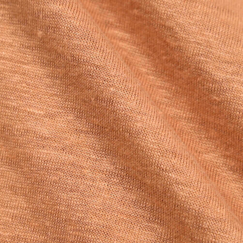 GRAN SASSO “LINO” リネン100% スキッパーカラー半袖ニットポロシャツ