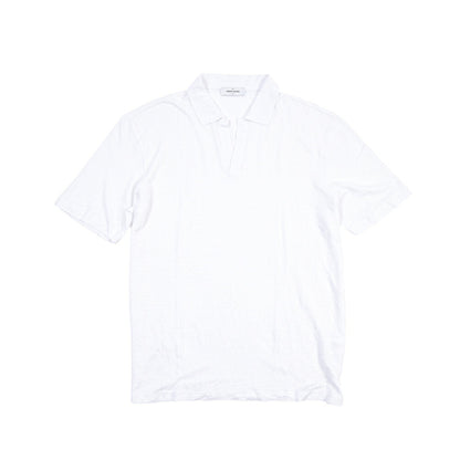 GRAN SASSO リネン100% スキッパーカラー半袖ニットポロシャツ