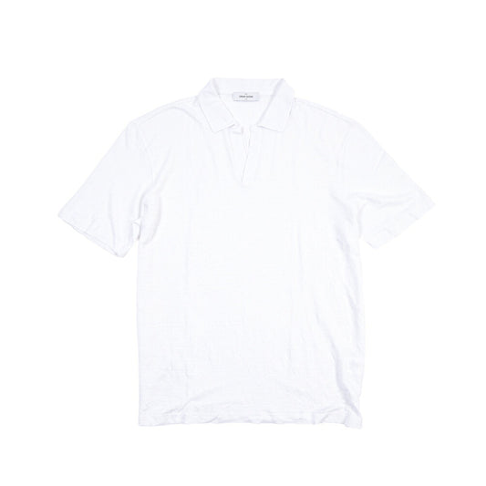 GRAN SASSO リネン100% スキッパーカラー半袖ニットポロシャツ