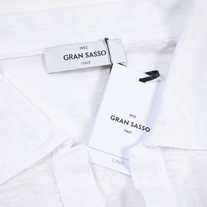 GRAN SASSO リネン100% スキッパーカラー半袖ニットポロシャツ