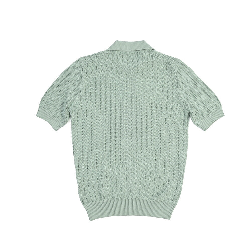 GRAN SASSO コットン100% スキッパーカラー半袖ニットポロシャツ