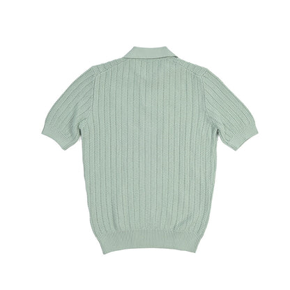GRAN SASSO コットン100% スキッパーカラー半袖ニットポロシャツ