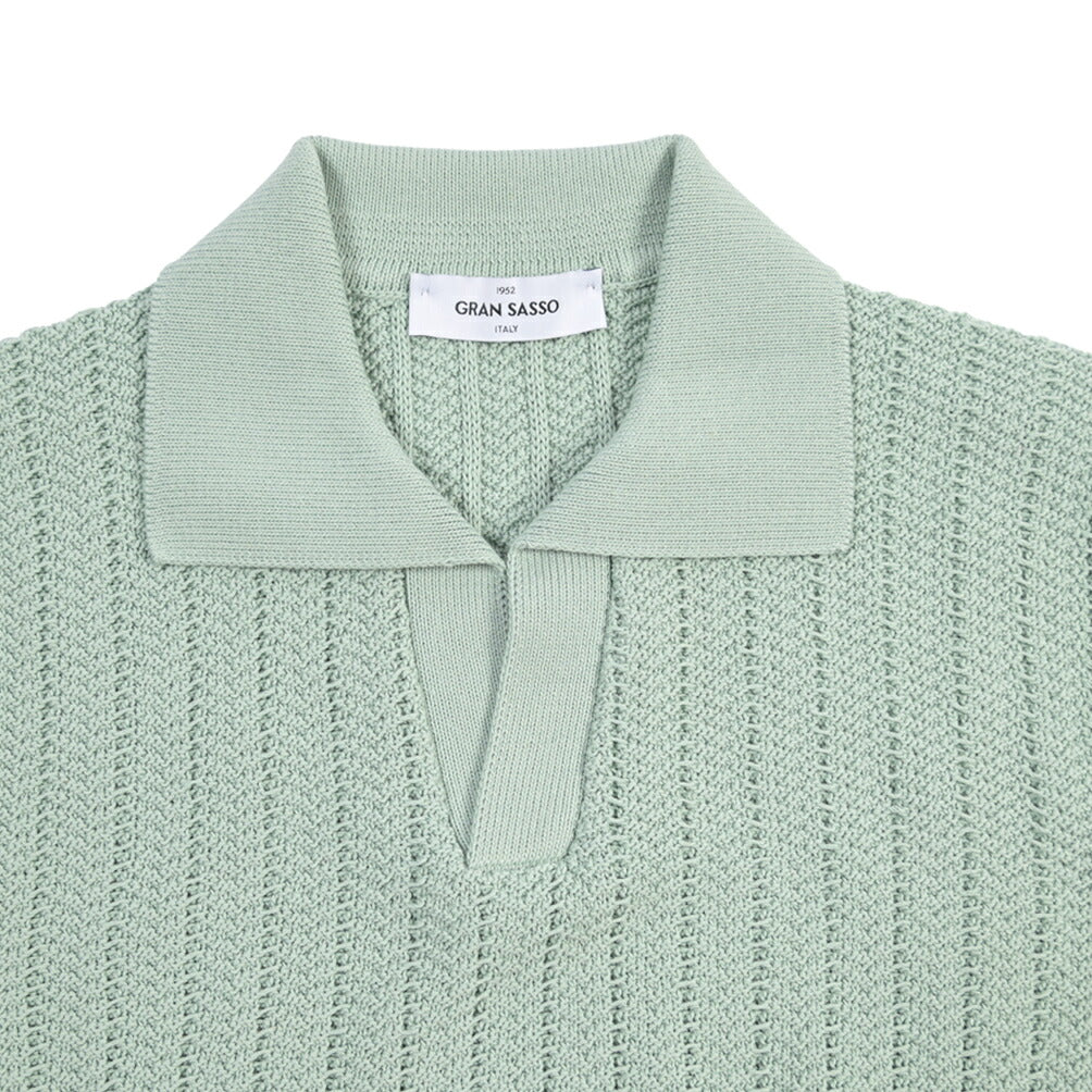 GRAN SASSO コットン100% スキッパーカラー半袖ニットポロシャツ