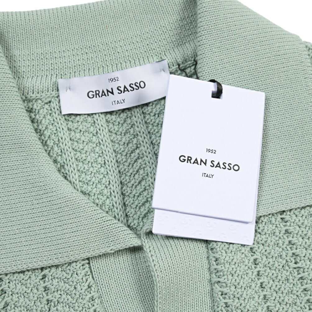 GRAN SASSO コットン100% スキッパーカラー半袖ニットポロシャツ