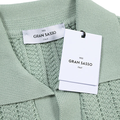 GRAN SASSO コットン100% スキッパーカラー半袖ニットポロシャツ
