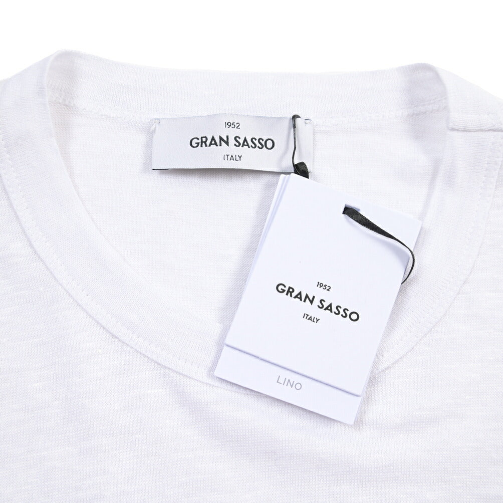GRAN SASSO リネン100% クルーネック長袖Tシャツ