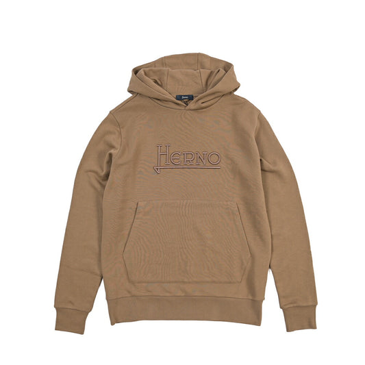 HERNO コットン100% ロゴ刺繍プルオーバーパーカー