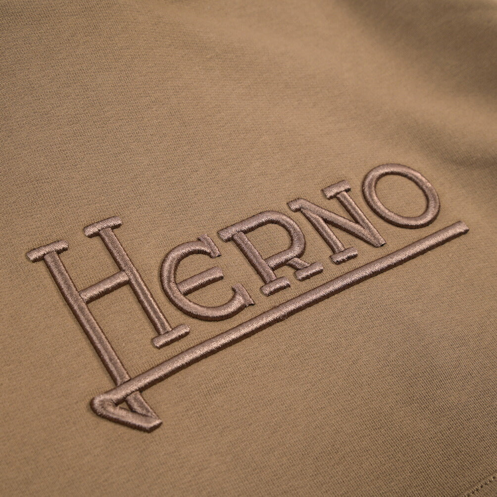 HERNO コットン100% ロゴ刺繍プルオーバーパーカー