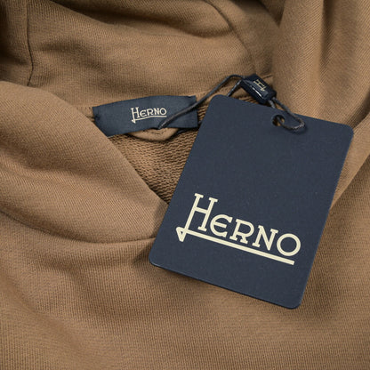 HERNO コットン100% ロゴ刺繍プルオーバーパーカー