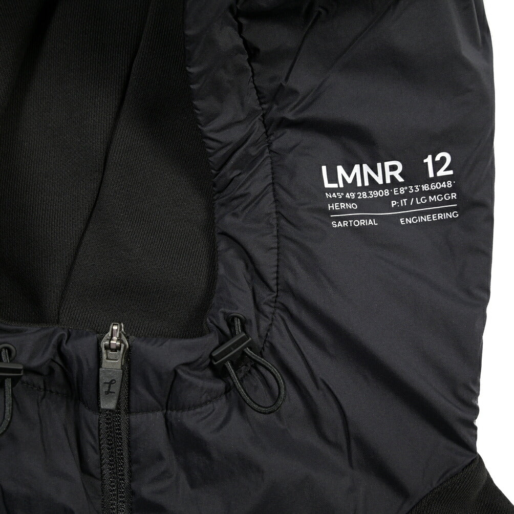 HERNO “Laminar” 異素材コンビ フード付きジップアップブルゾン