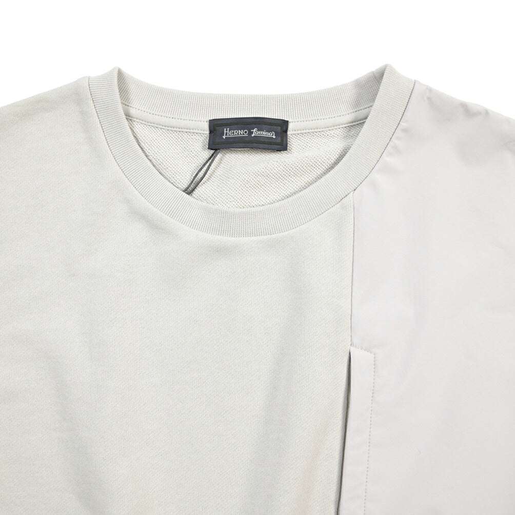HERNO “Laminar” 異素材コンビ クルーネックスウェットシャツ