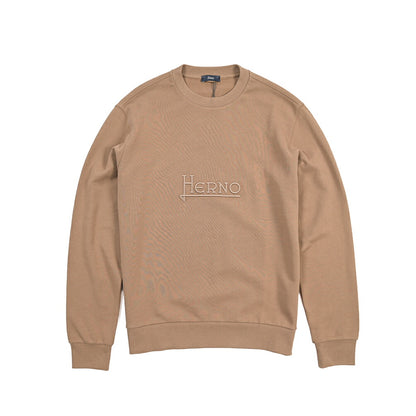 HERNO コットン100% ロゴ刺繍クルーネックスウェットシャツ