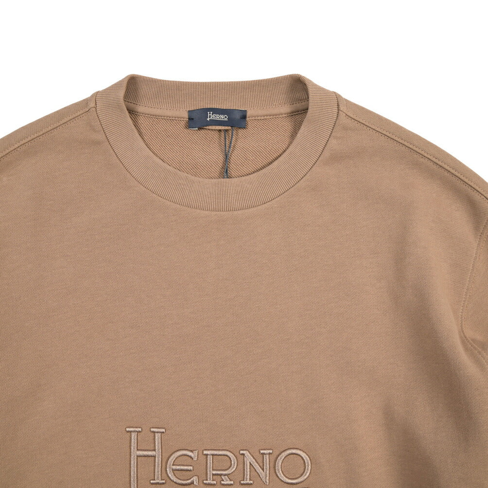 HERNO コットン100% ロゴ刺繍クルーネックスウェットシャツ