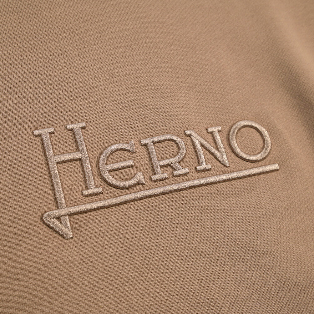 HERNO コットン100% ロゴ刺繍クルーネックスウェットシャツ