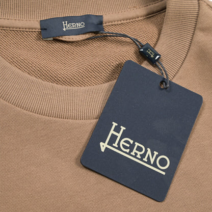 HERNO コットン100% ロゴ刺繍クルーネックスウェットシャツ