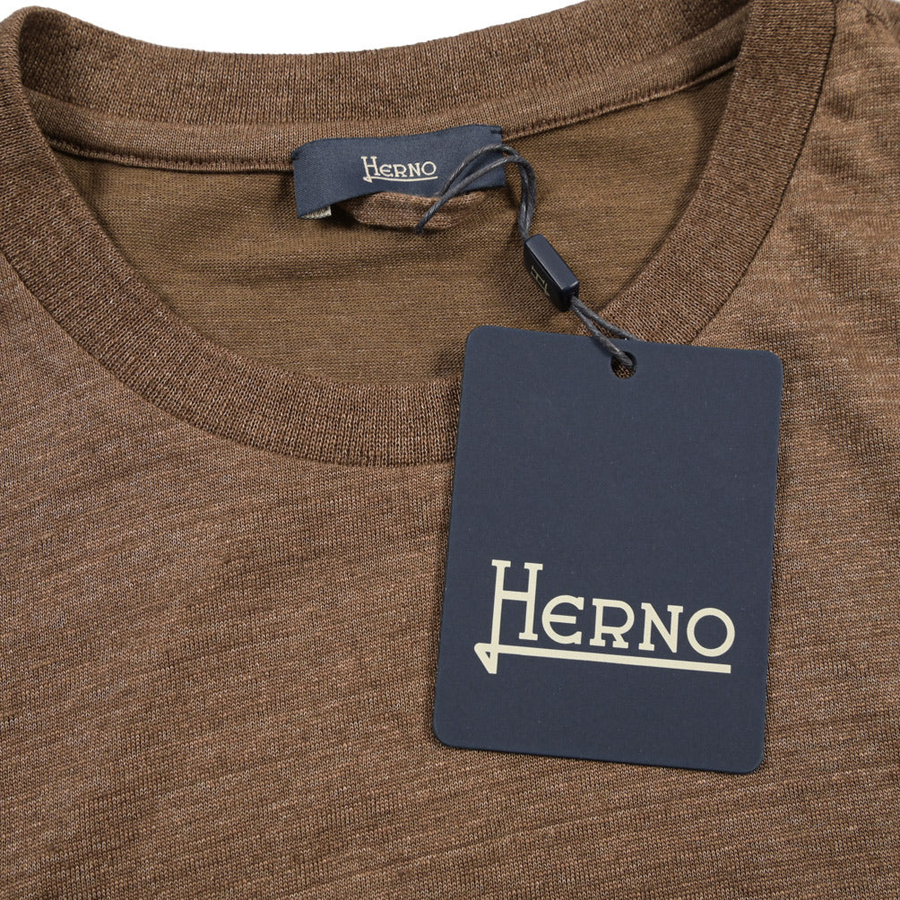 HERNO コットン混リネン 半袖ニットTシャツ