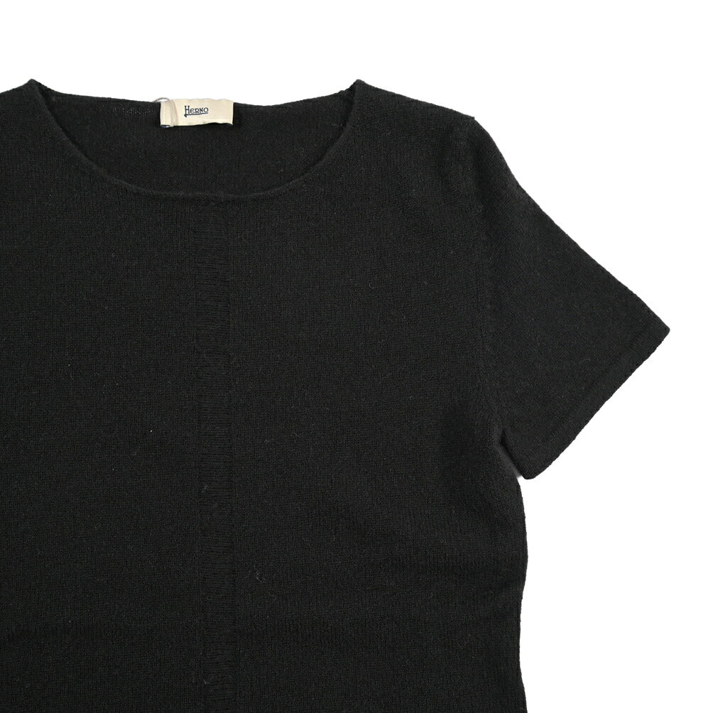 HERNO カシミヤ100% 半袖ニットボートネックTシャツ / レディース