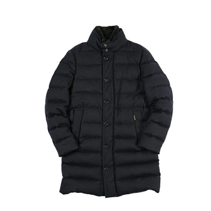 MOORER “ALFIERI-FUR-IL” カシミヤ100% ファー付きスタンドカラーダウンコート