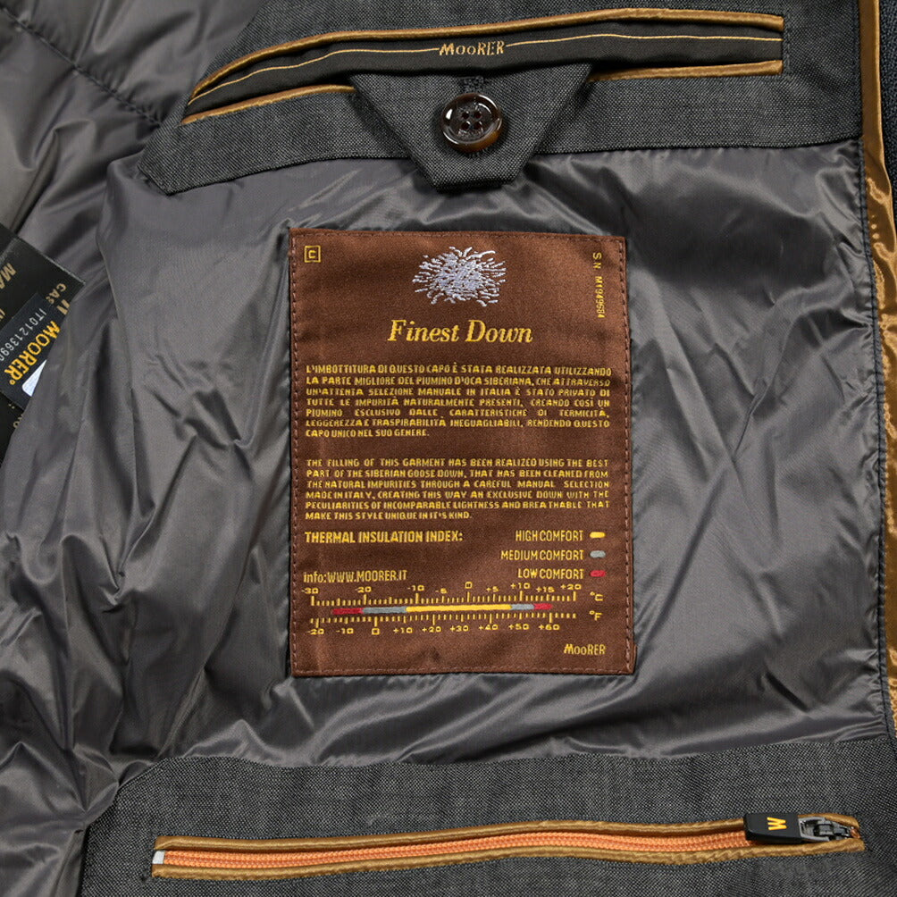 MOORER “ALFIERI-FUR-IL” カシミヤ100% ファー付きスタンドカラーダウンコート