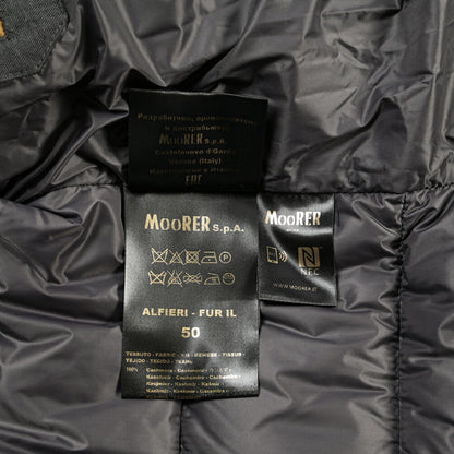 MOORER “ALFIERI-FUR-IL” カシミヤ100% ファー付きスタンドカラーダウンコート