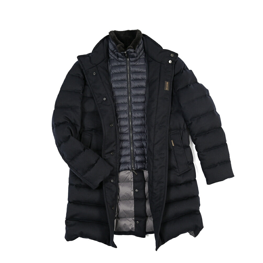 MOORER “ALFIERI-FUR-IL” カシミヤ100% ファー付きスタンドカラーダウンコート