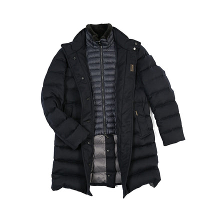 MOORER “ALFIERI-FUR-IL” カシミヤ100% ファー付きスタンドカラーダウンコート