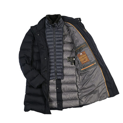 MOORER “ALFIERI-FUR-IL” カシミヤ100% ファー付きスタンドカラーダウンコート