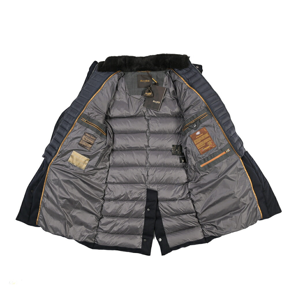 MOORER “ALFIERI-FUR-IL” カシミヤ100% ファー付きスタンドカラーダウンコート