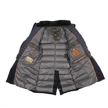 MOORER “ALFIERI-FUR-IL” カシミヤ100% ファー付きスタンドカラーダウンコート