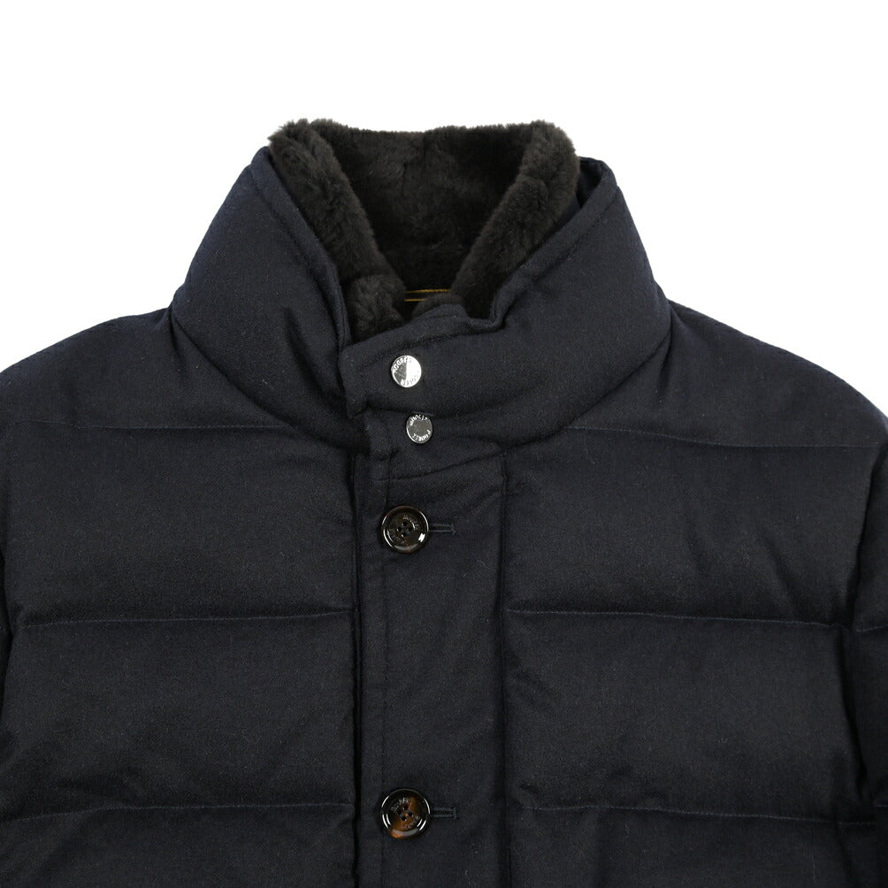 MOORER “ALFIERI-FUR-IL” カシミヤ100% ファー付きスタンドカラーダウンコート