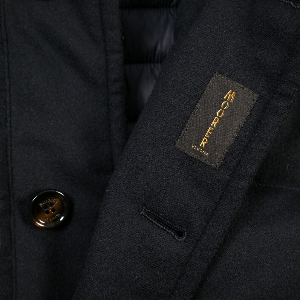 MOORER “ALFIERI-FUR-IL” カシミヤ100% ファー付きスタンドカラーダウンコート
