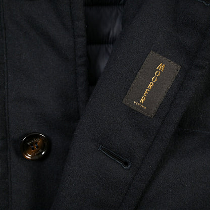 MOORER “ALFIERI-FUR-IL” カシミヤ100% ファー付きスタンドカラーダウンコート
