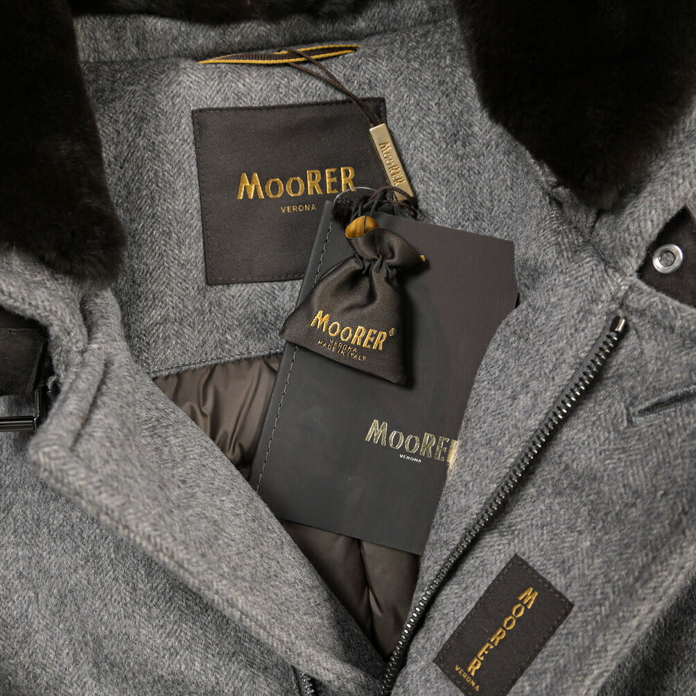 MOORER “KURT-BAB” カシミヤ100% ミンクファー付きスタンドカラーダウンコート