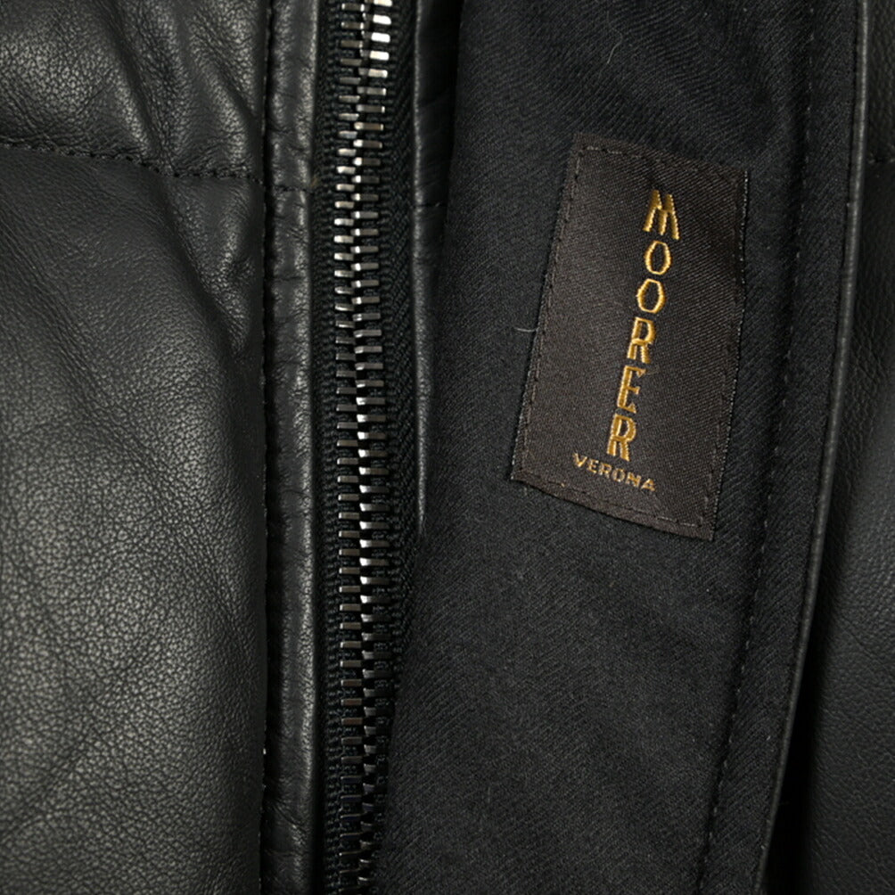 MOORER “PHILIP-PE” シープスキン100% ファーフード付きスタンドカラーダウンコート