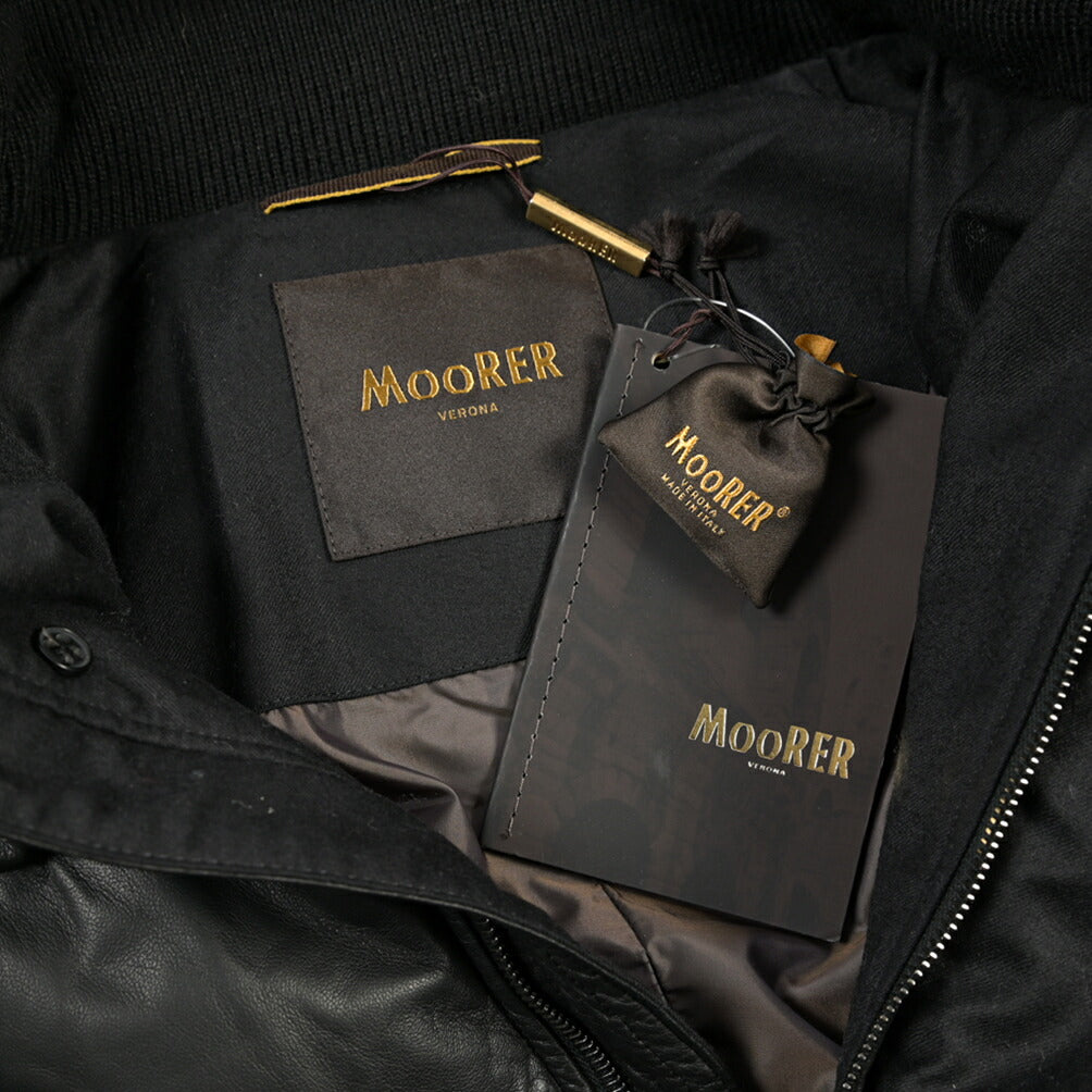 MOORER “PHILIP-PE” シープスキン100% ファーフード付きスタンドカラーダウンコート