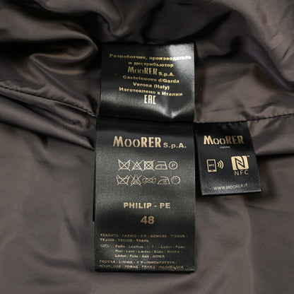 MOORER “PHILIP-PE” シープスキン100% ファーフード付きスタンドカラーダウンコート