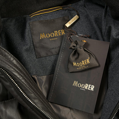 MOORER “PHILIP-PE” シープスキン100% ファーフード付きスタンドカラーダウンコート