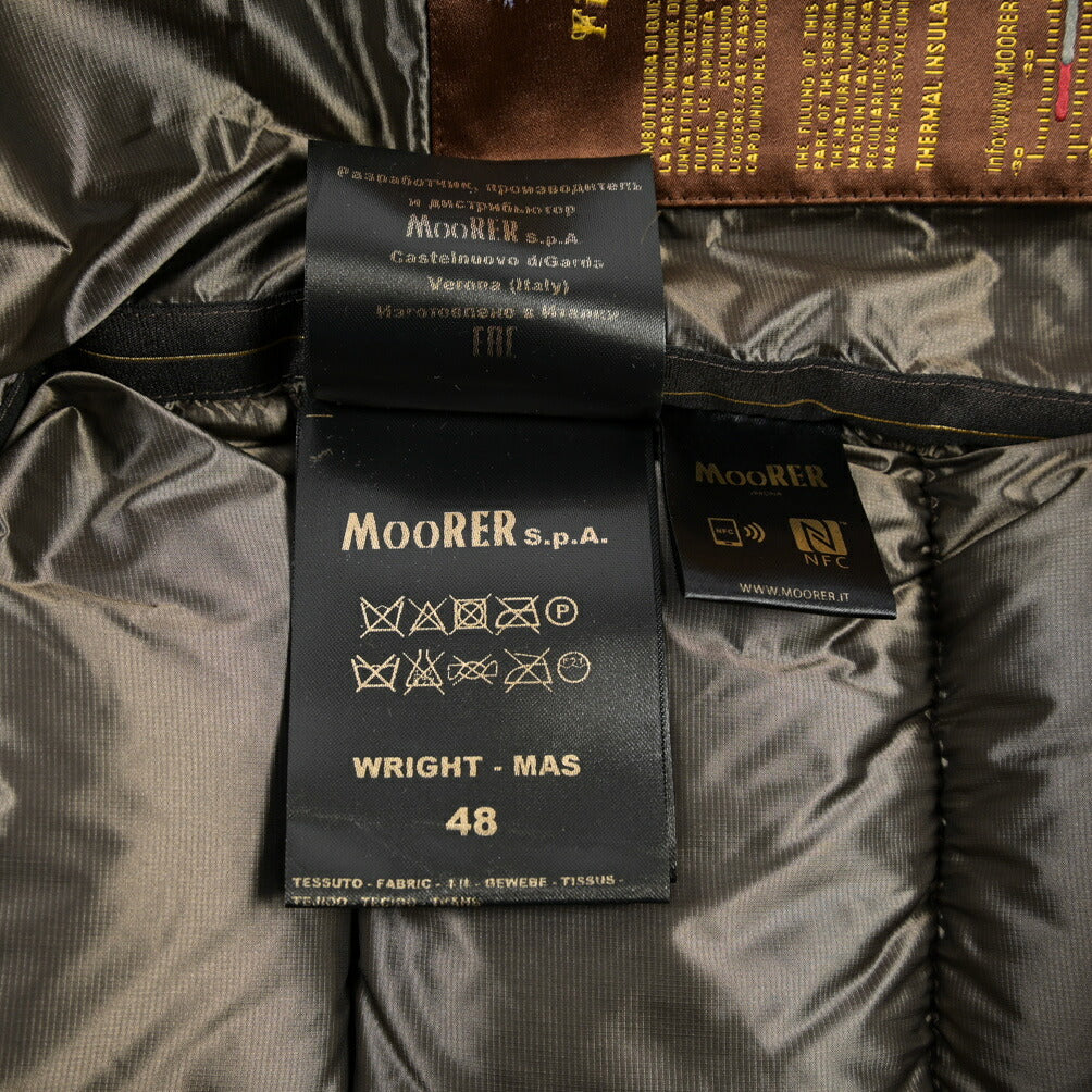 MOORER “WRIGHT-MAS” 異素材コンビ フード付きレザーダウンジャケット