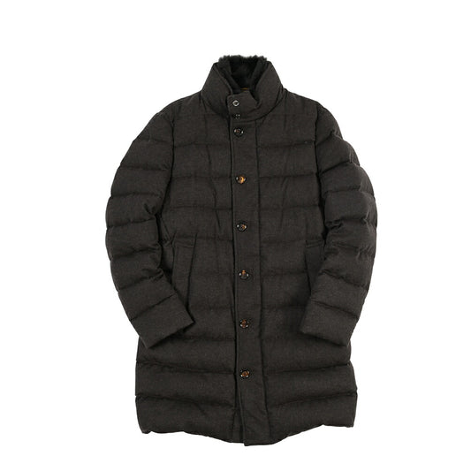 MOORER “ALFIERI-FUR-IL” カシミヤ100% ファー付きスタンドカラーダウンコート