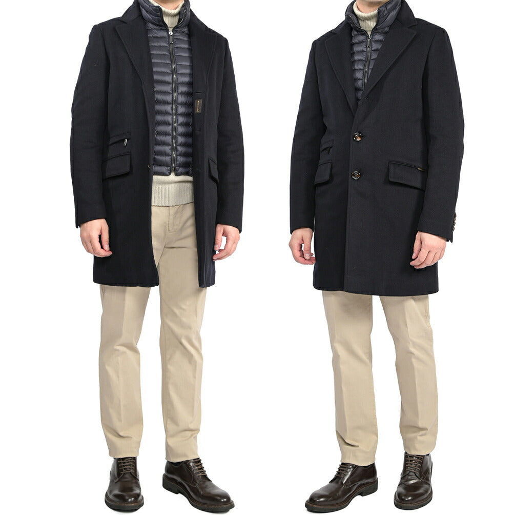 MOORER “HARRIS-TI” カシミヤ100% 着脱可能ライナー付き3Bシングルダウンチェスターコート