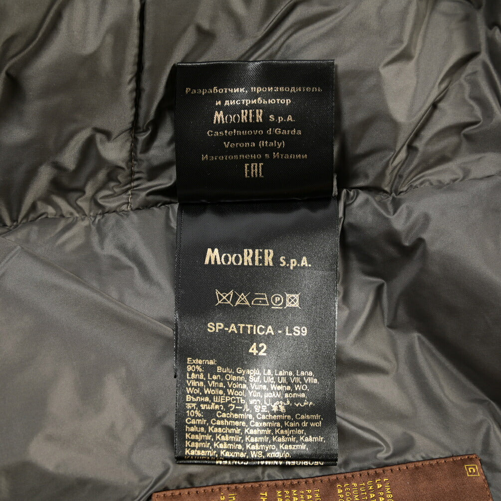 MOORER “SP-ATTICA-LS9” ウール混 フード付きスタンドカラーダウンジャケット / レディース