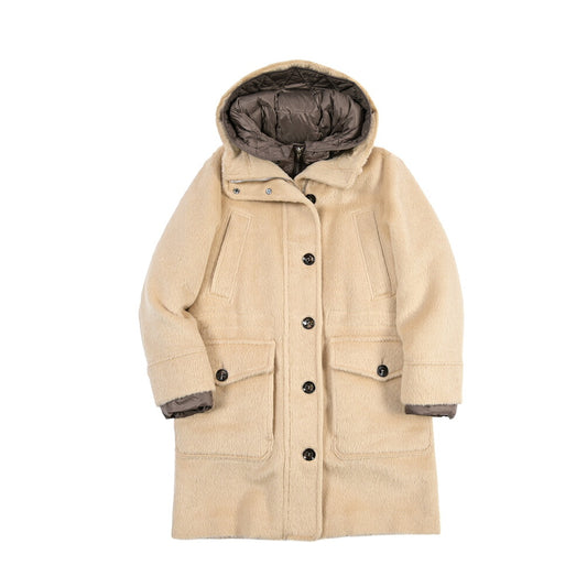MOORER “MEGEVE-AWL” アルパカ混ヴァージンウール 3WAYフーディーダウンコート / レディース