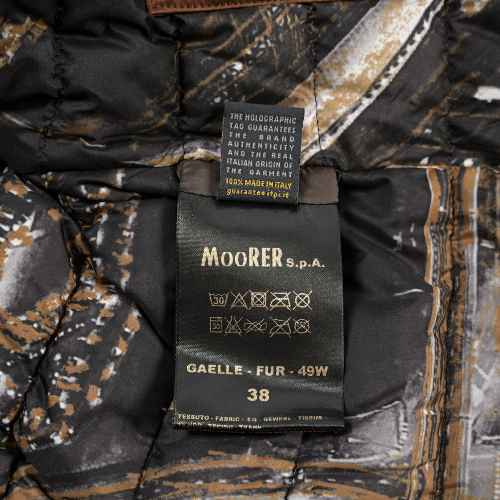 MOORER GAELLE-FUR-49W デニムダウンジャケット エコファー アウター コットン カシミヤ ストレッチ ネイビー