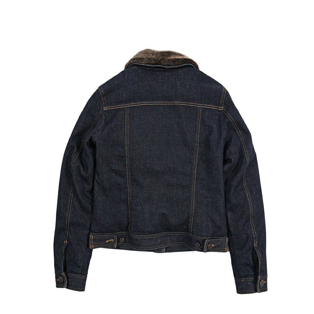MOORER GAELLE-FUR-49W デニムダウンジャケット エコファー アウター コットン カシミヤ ストレッチ ネイビー
