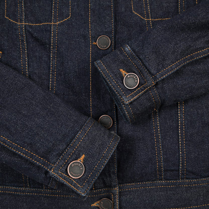MOORER GAELLE-FUR-49W デニムダウンジャケット エコファー アウター コットン カシミヤ ストレッチ ネイビー