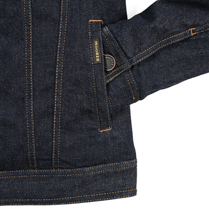 MOORER GAELLE-FUR-49W デニムダウンジャケット エコファー アウター コットン カシミヤ ストレッチ ネイビー