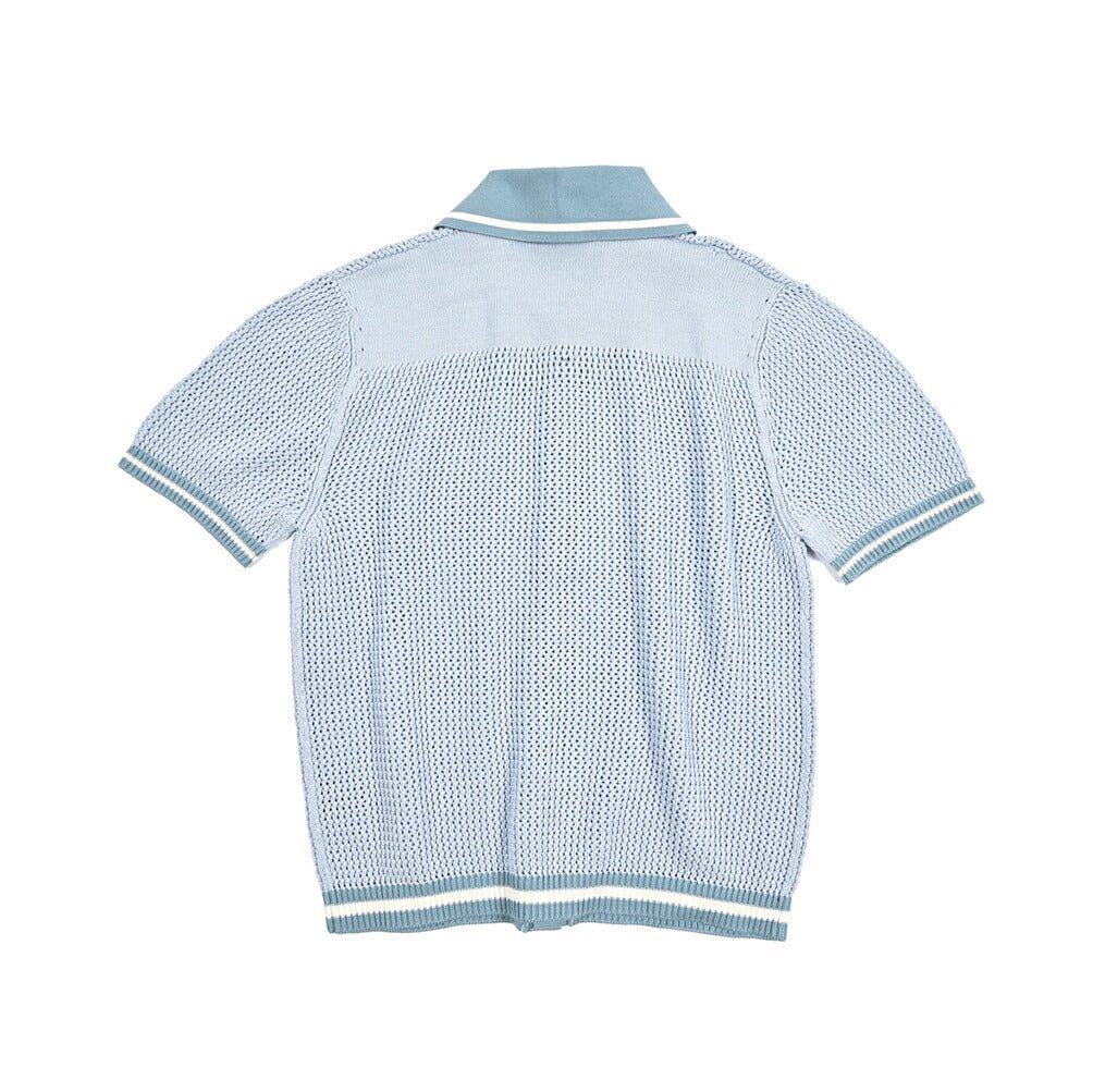 SALE｜GRAN SASSO コットン100% スキッパーカラーニットポロシャツ