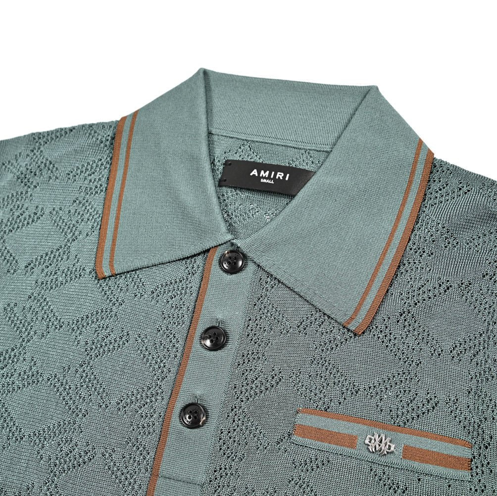 AMIRI ビスコース100% 半袖ニットポロシャツ｜430609-S｜GUARDAROBA MILANO OFFICIAL STORE
