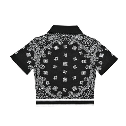 【レディース】AMIRI コットン100% クロップド半袖ニットポロシャツ｜430620｜GUARDAROBA MILANO OFFICIAL STORE